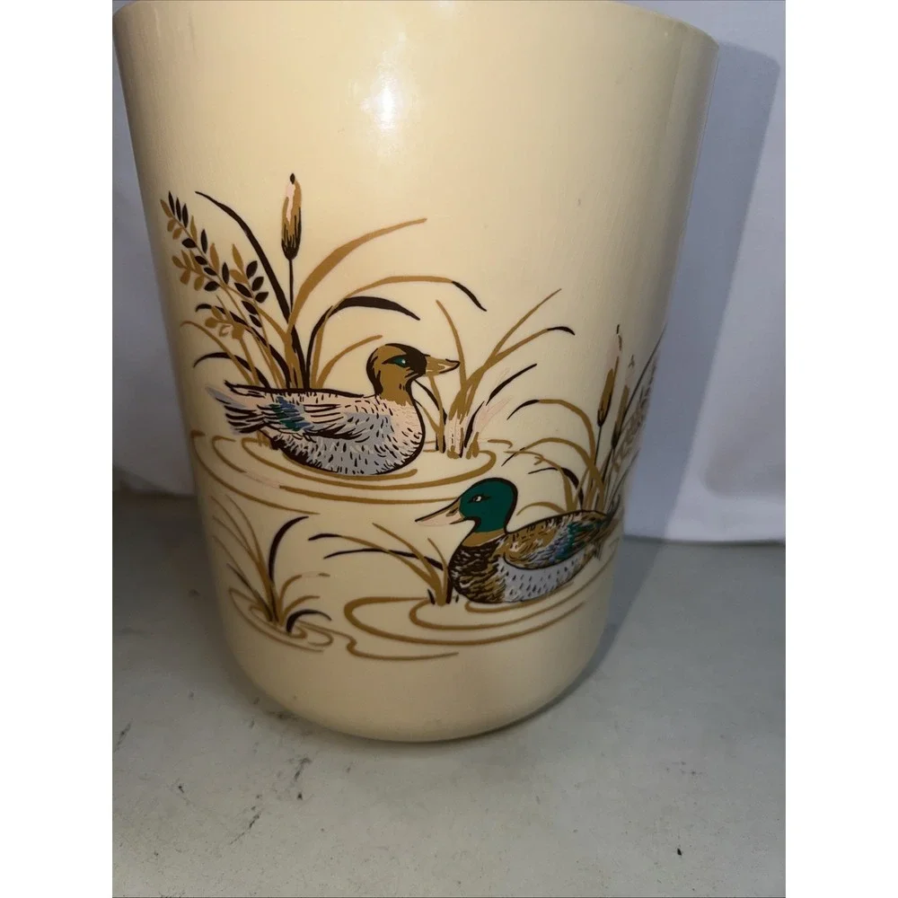 Hygiene Industries Wastebasket Unisex OS Tan Excellent Vintage Mallard Duck USA